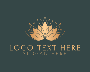 Botanical - Golden Lotus Flower logo design