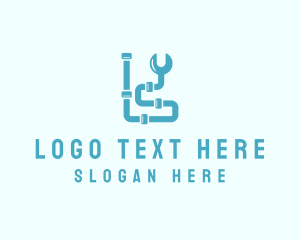 Industrial - Blue Wrench Pipe logo design
