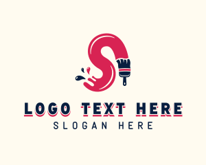 Interior Designer - Paint Brush Renovation Letter S logo design