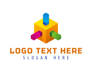 Box - 3D Geometric Box logo design