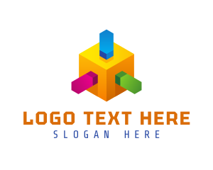 Startup - 3D Geometric Box logo design