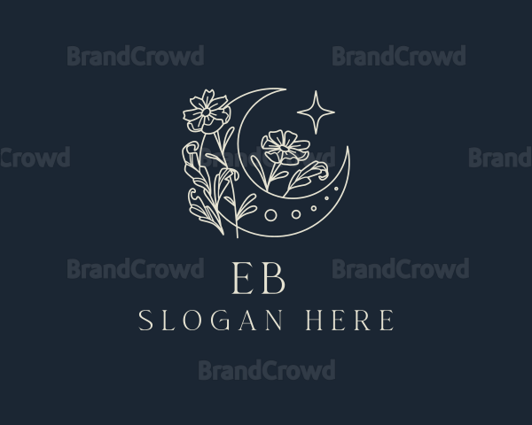 Floral Crescent Moon Logo