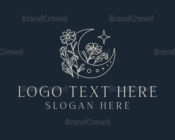 Floral Crescent Moon Logo