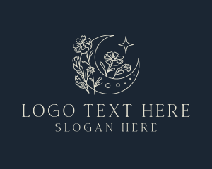 Crescent - Floral Crescent Moon logo design