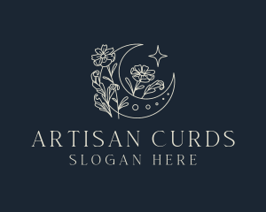 Floral Crescent Moon logo design