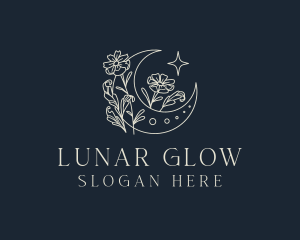 Floral Crescent Moon logo design