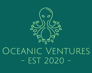 Green Nature Octopus  logo design