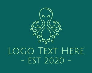 White - Green Nature Octopus logo design