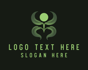 Social Service - Green Plant Person logo design