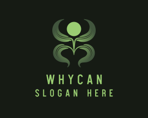 Healthy Lifestyle - Green Plant Person logo design