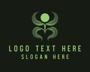 Healthcare - Green Plant Person logo design