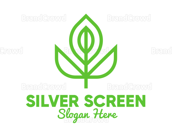 Green Monoline Flower Bud Logo