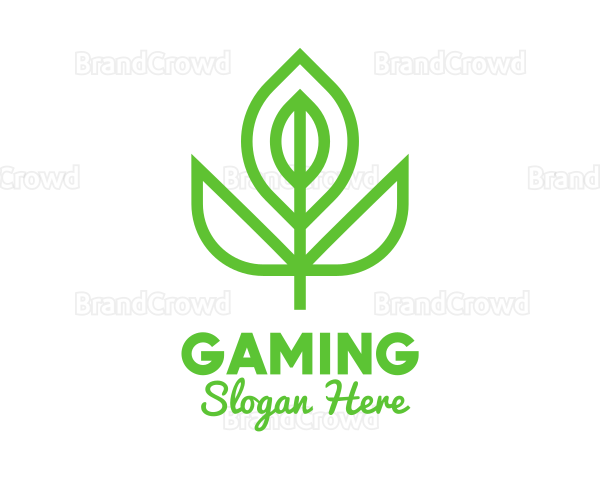 Green Monoline Flower Bud Logo
