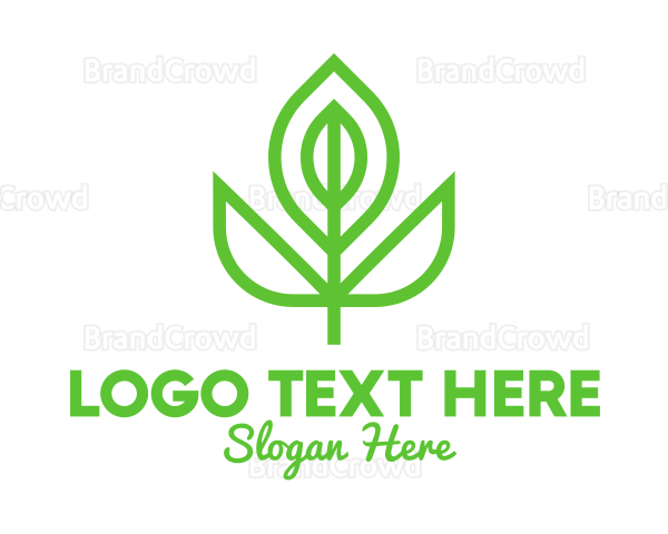 Green Monoline Flower Bud Logo