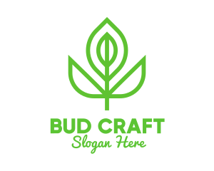 Green Monoline Flower Bud logo design