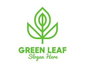 Green Monoline Flower Bud logo design