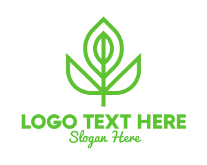 Tropical - Green Monoline Flower Bud logo design