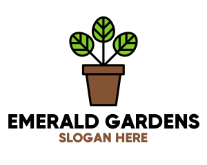 Leaves Plant Pot logo design