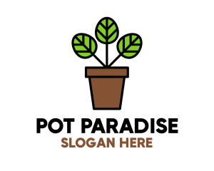 Pot - Leaves Plant Pot logo design