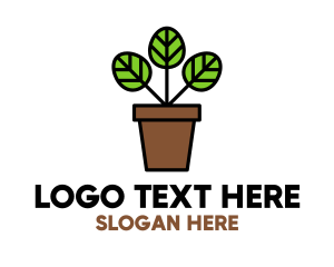 Vase - Leaves Plant Pot logo design