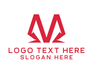 Wine Red - Polygon M Stroke logo design