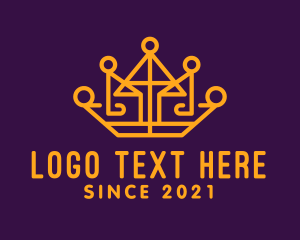 White - Gold Crown Headdress logo design