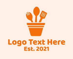 Fork - Kitchen Utensil Pot logo design