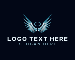 Flight - Angel Halo Wings logo design