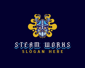 Steam - Viking Vape Smoke Gaming logo design