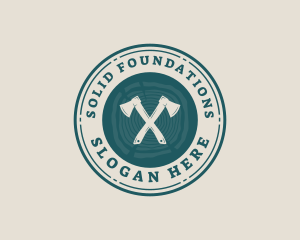 Tree Rings - Lumber Wood Log Axe logo design