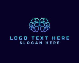 Artificial Intelligence - Geometric Technology Brain logo design