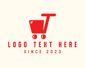 Supermarket - Grocery Cart Letter T logo design