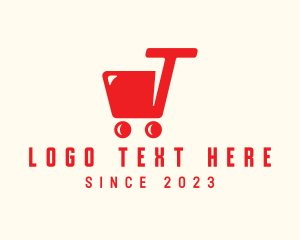 Minimart - Shopping Cart Letter T logo design