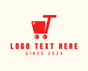 Minimarket - Grocery Cart Letter T logo design