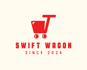 Wagon - Grocery Cart Letter T logo design