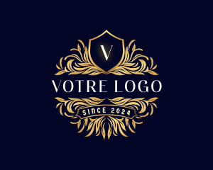 Vip - Decorative Shield Floral logo design