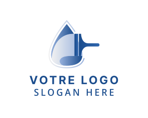 Blue - Hygiene Squeegee Droplet logo design