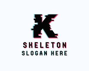 Static Motion - Tech Glitch Letter K logo design