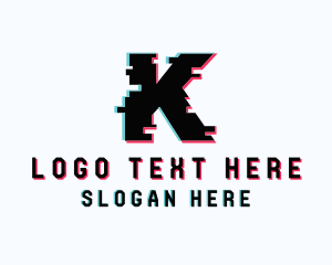 Tech Glitch Letter K  Logo