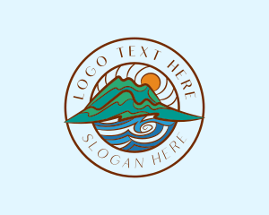 Skiing - Mountain Sea Circle logo design