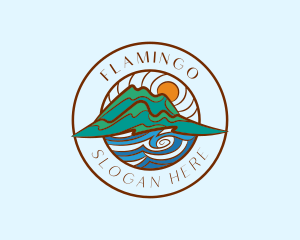 Campground - Mountain Sea Circle logo design