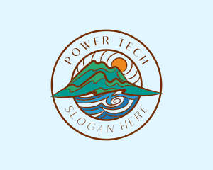 Alps - Mountain Sea Circle logo design