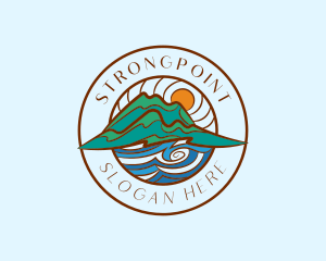 Badge - Mountain Sea Circle logo design