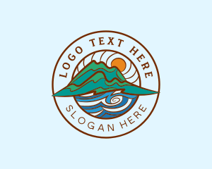 Outdoor - Mountain Sea Circle logo design