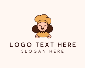 French Bread - Woman Pastry Chef logo design