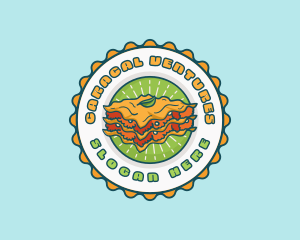 Lasagna Pasta Emblem logo design