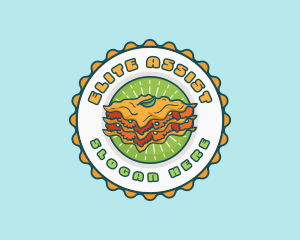 Lasagna Pasta Emblem logo design