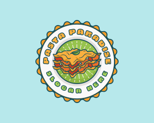 Lasagna Pasta Emblem logo design