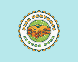 Lasagna Pasta Emblem logo design