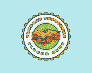 Lasagna Pasta Emblem logo design